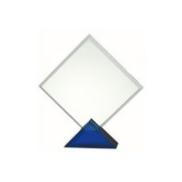 trophée verre optique losange socle verre bleu
