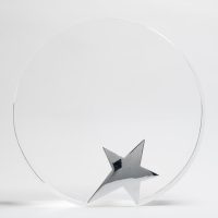 trophée verre optique rond étoile argenté sans socle