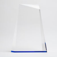 trophée verre optique ligne bleu cobalt sans socle